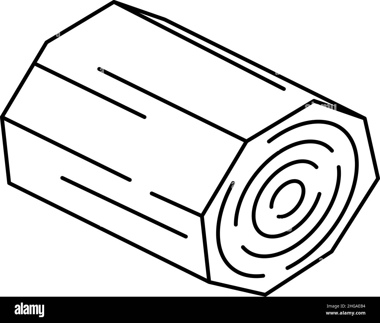Icona del registro in legno. Trunk ad albero tagliato in stile lineare Illustrazione Vettoriale