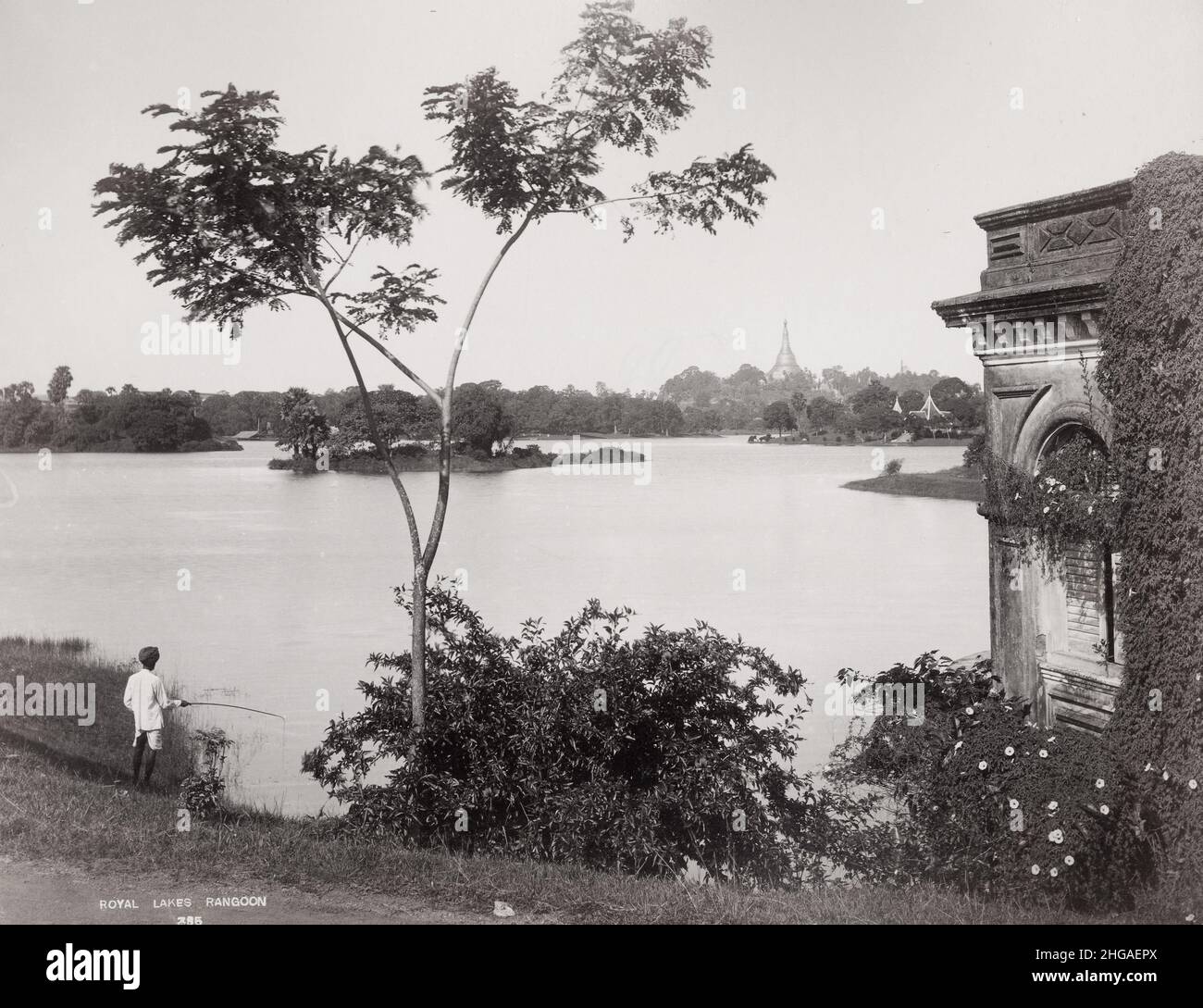 Foto d'epoca del 19th secolo - Royal Lakes, Ragoon, Birmania, ora Yangon, Myanmar Foto Stock