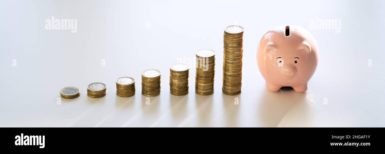 Piggybank Money Investment e Salary. Imposta aziendale Foto Stock