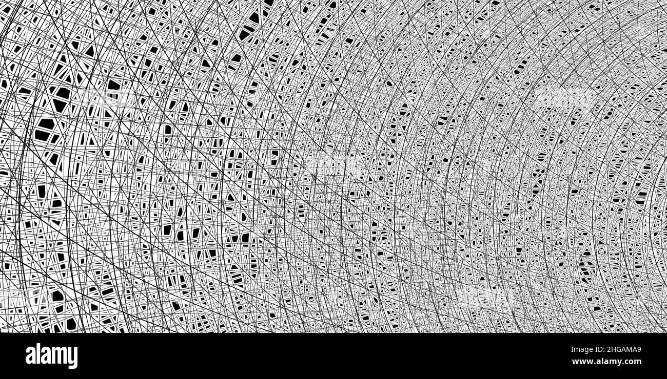 Sfondo astratto bianco e nero con forme e linee circolari. Sfondo astratto. Illustrazione ad alta risoluzione Foto Stock