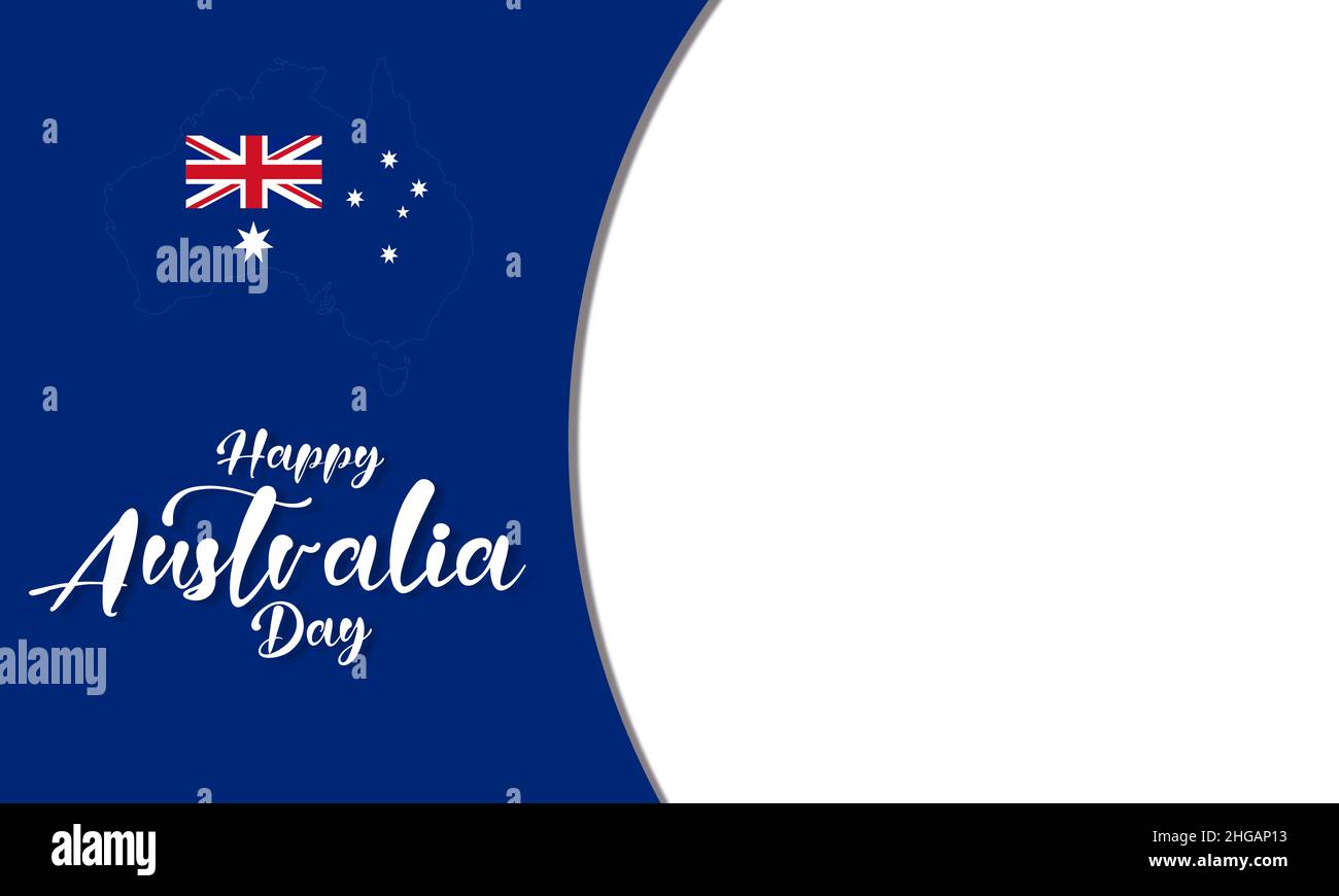 Concetto di Australia Day--sfondo bianco con mappa Australia e bandiera Australia - celebrazione Australia Day il 26 gennaio - Happy Australia Day Foto Stock