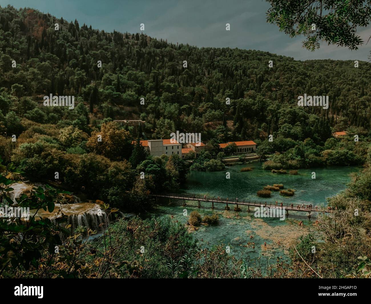Bella vista sul parco Krka. Croazia. Cascata Foto Stock