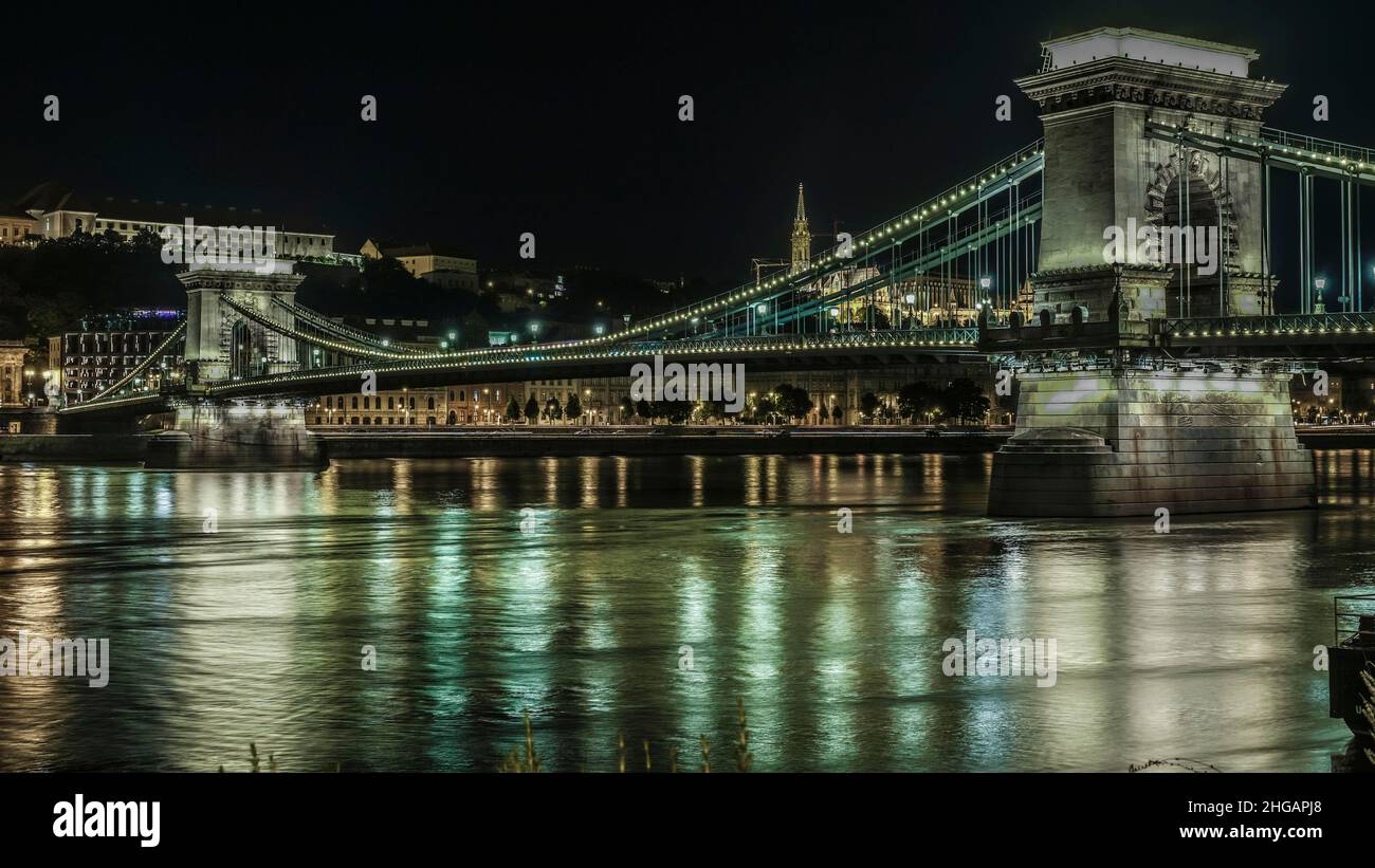 Il Ponte della Catena, Budapest, Ungheria Foto Stock