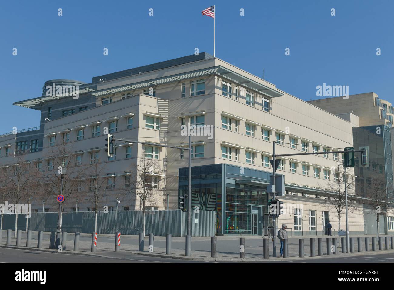 Ambasciata degli Stati Uniti d'America, Ebertstrasse, Mitte, Berlino, Germania Foto Stock