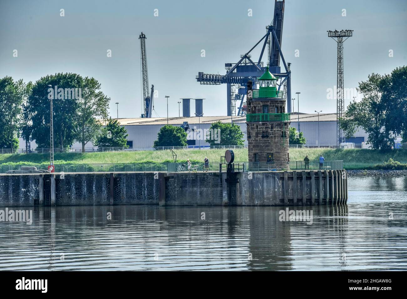 Pier Light, Maeuseturm, Ueberseestadt, Brema, Germania Foto Stock