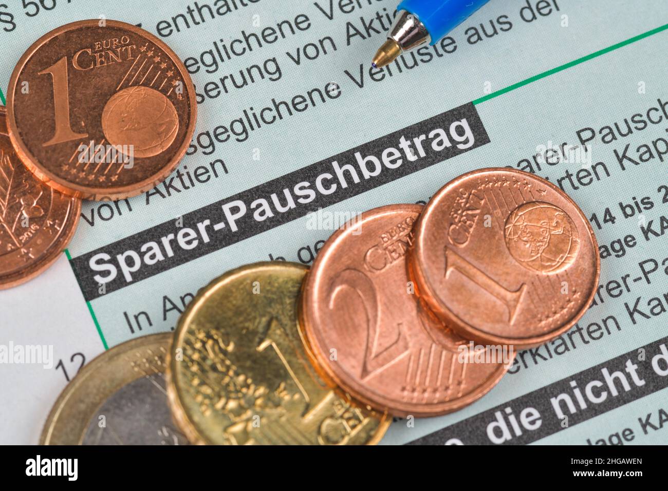 Importo forfettario, forma, dichiarazione fiscale dei risparmiatori Foto Stock