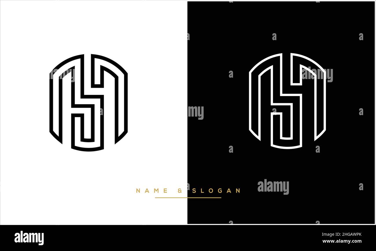 SM, MS Abstract Letters Logo Monogram Illustrazione Vettoriale