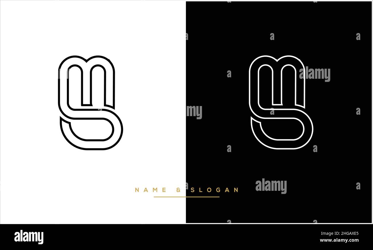SM, MS Abstract Letters Logo Monogram Illustrazione Vettoriale