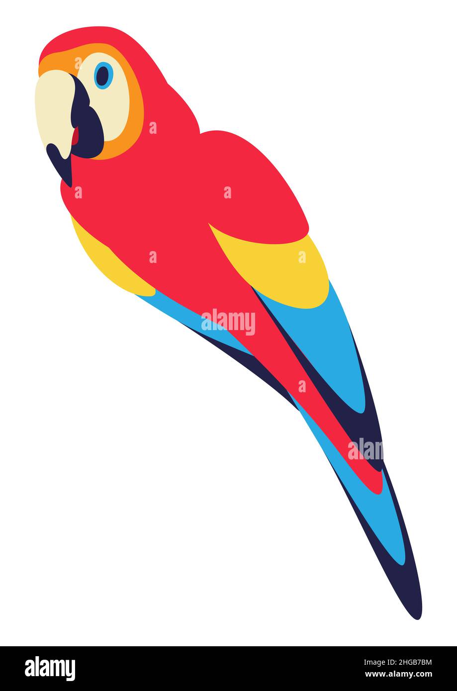 Illustrazione di pappagallo macaw. Uccello tropicale esotico decorativo. Illustrazione Vettoriale
