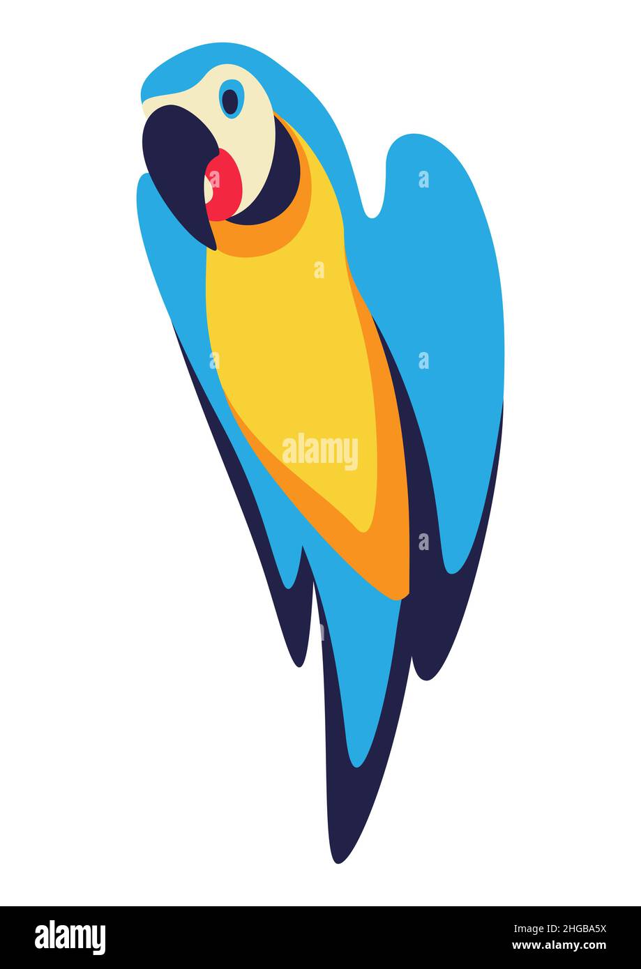 Illustrazione di pappagallo macaw. Uccello tropicale esotico decorativo. Illustrazione Vettoriale