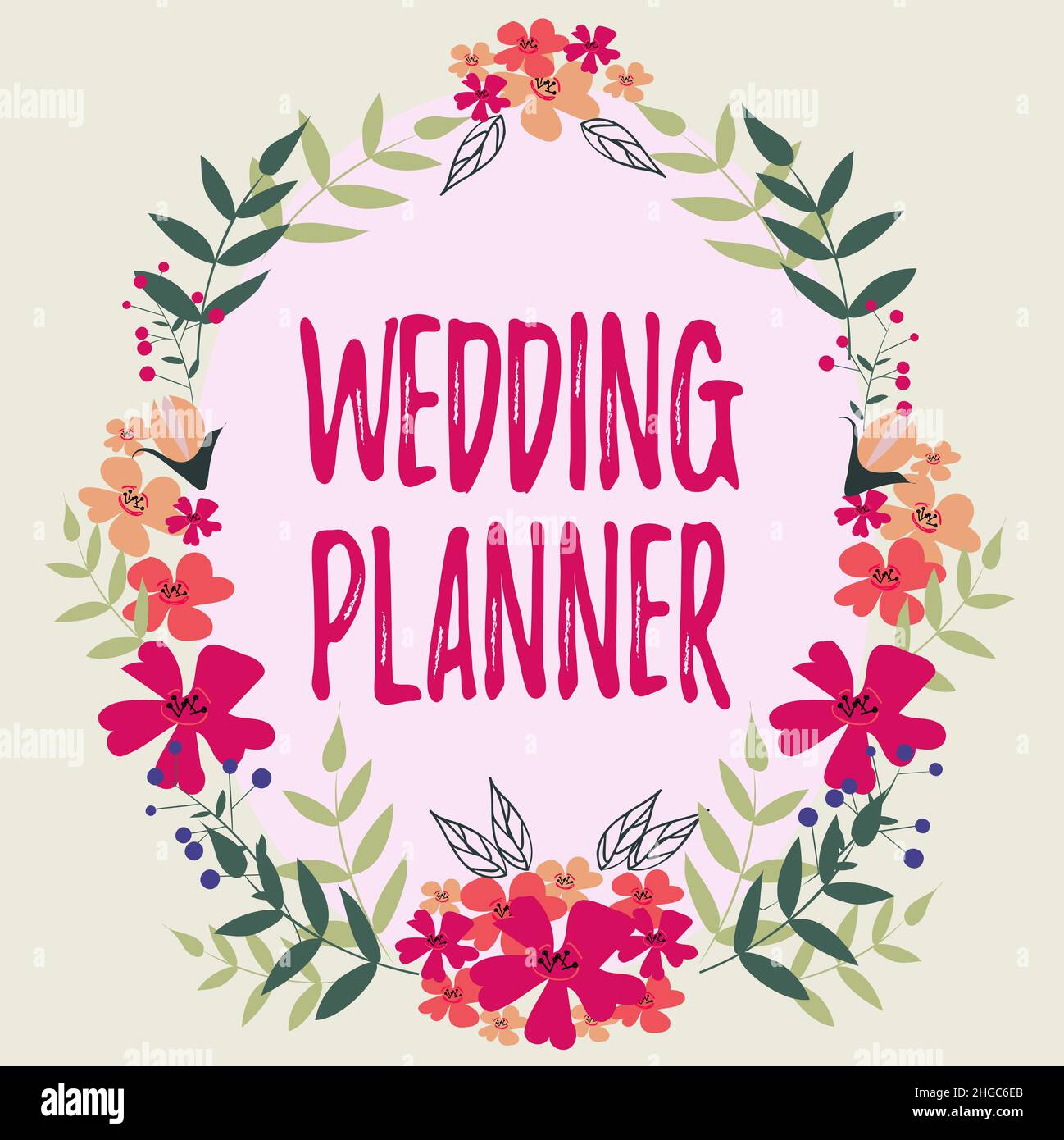 Ispirazione che mostra cartello Wedding Planner. Parola per qualcuno che  pianifica e organizza matrimoni come una cornice di professione decorata  con fiori colorati e Foto stock - Alamy