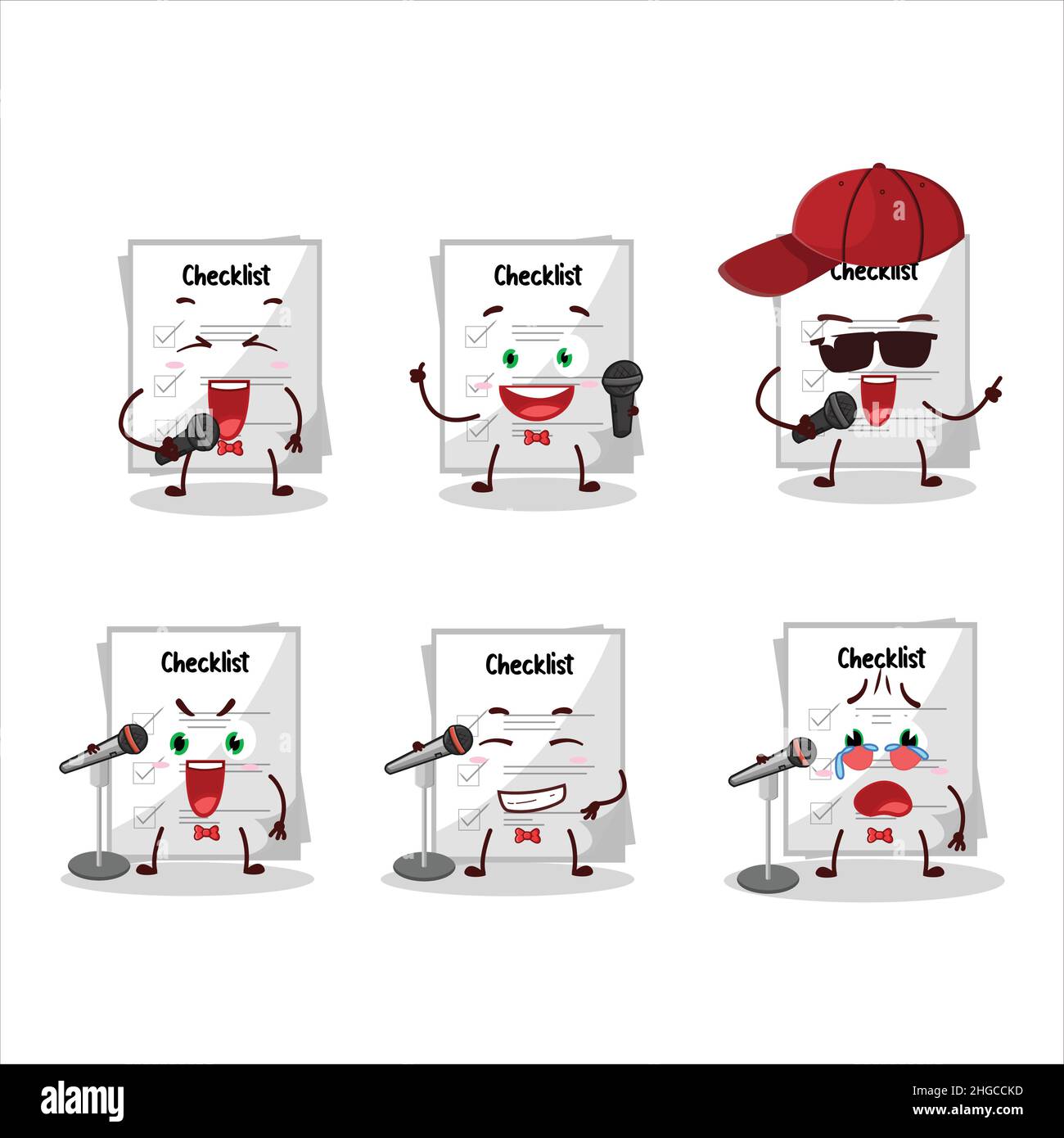 Un Cute Cartoon design concetto di foglio di carta che canta una famosa canzone. Illustrazione vettoriale Illustrazione Vettoriale