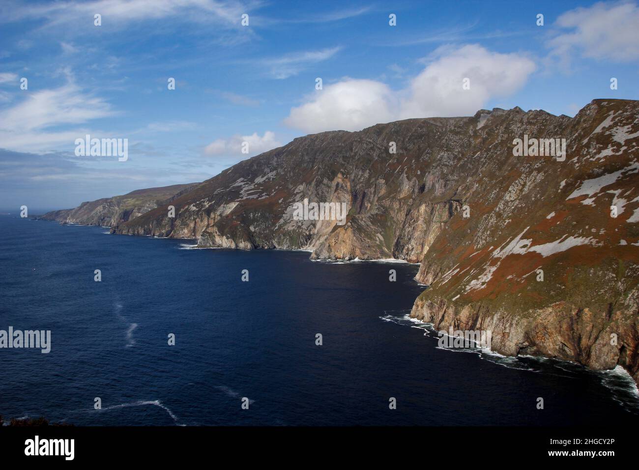 Le scogliere di Slieve League, una splendida area escursionistica, County Donegal, Irlanda Foto Stock