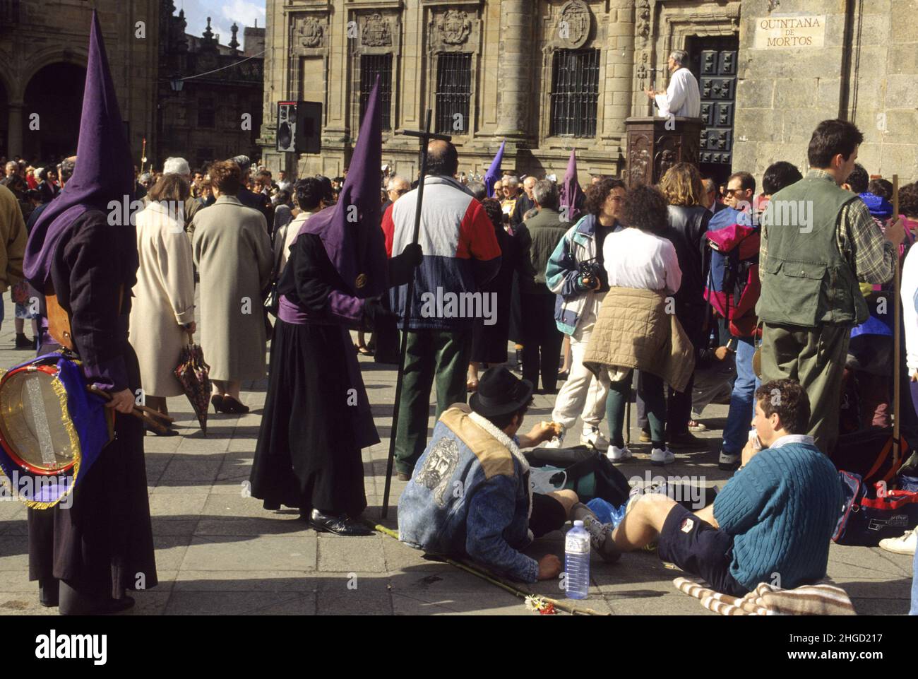 spagna Galice santiago compostele sant settimana Pelgrims Foto Stock