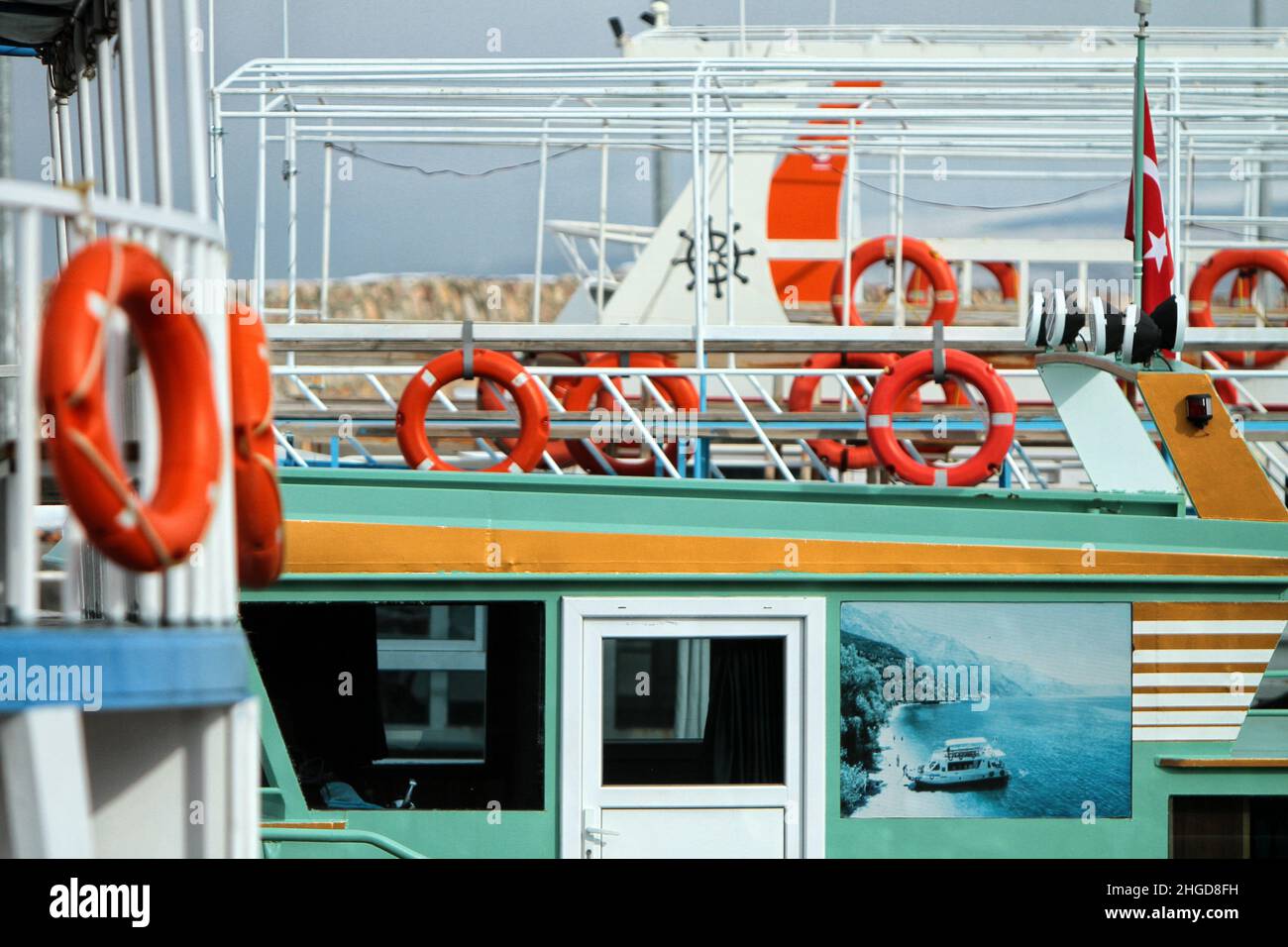 Anelli di sicurezza dell'imbarcazione Foto Stock