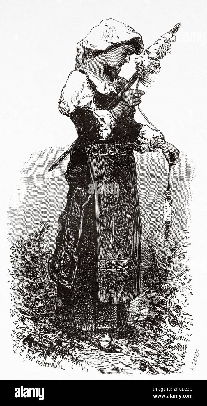 Giovane contadino che gira vestito con abito tradizionale, Roma. Italia, Europa. Antica illustrazione incisa del 19th secolo da Trip to Rome di Francis Wey, le Tour du Monde 1870 Foto Stock