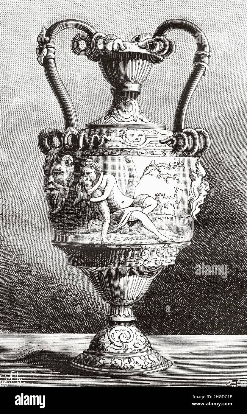 Vaso di Thibault, Francia. Europa. Vecchia illustrazione incisa del 19th secolo da la Nature 1884 Foto Stock
