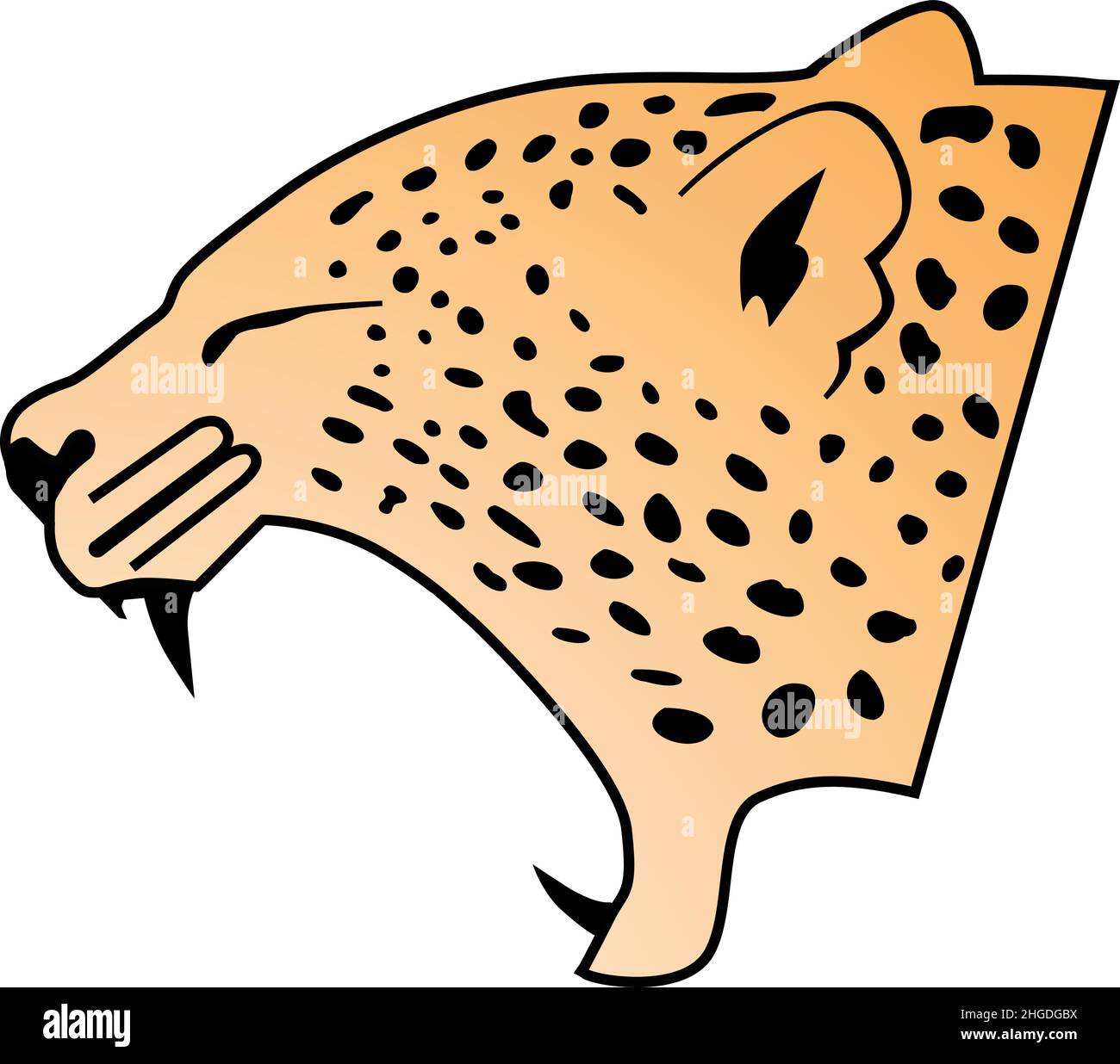 Arrabbiato aggressivo leopardo rugoso testa ritratto illustrazioni vettoriali Illustrazione Vettoriale