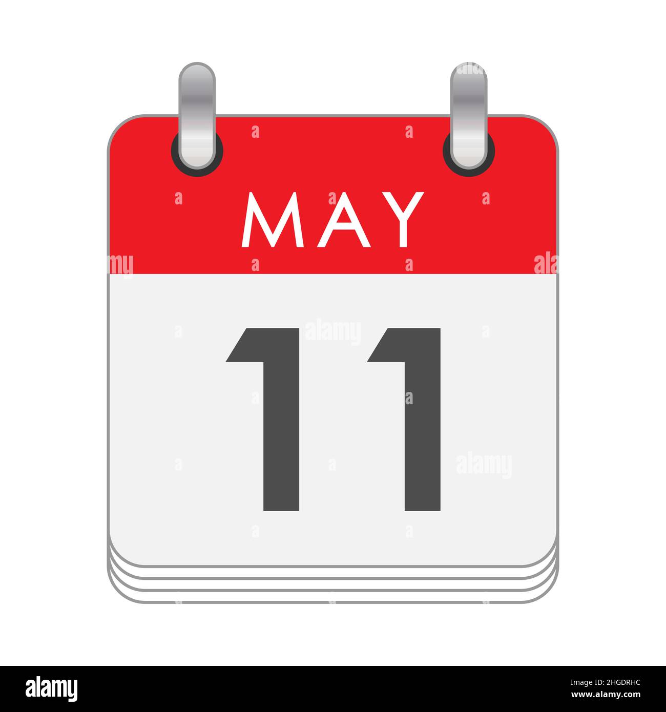 Maggio 11. Una foglia del calendario flip con la data del 11 maggio. Stile piatto. Illustrazione Vettoriale