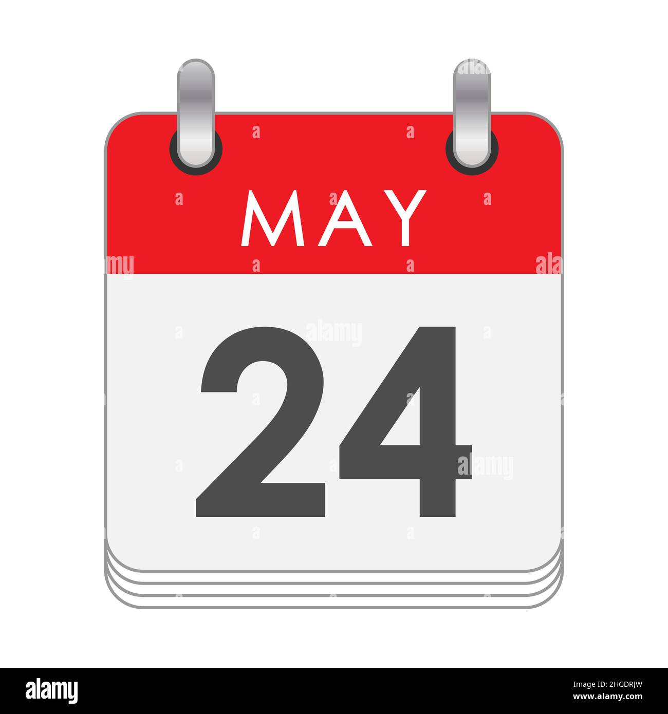 Maggio 24. Una foglia del calendario flip con la data del 24 maggio. Stile piatto. Illustrazione Vettoriale