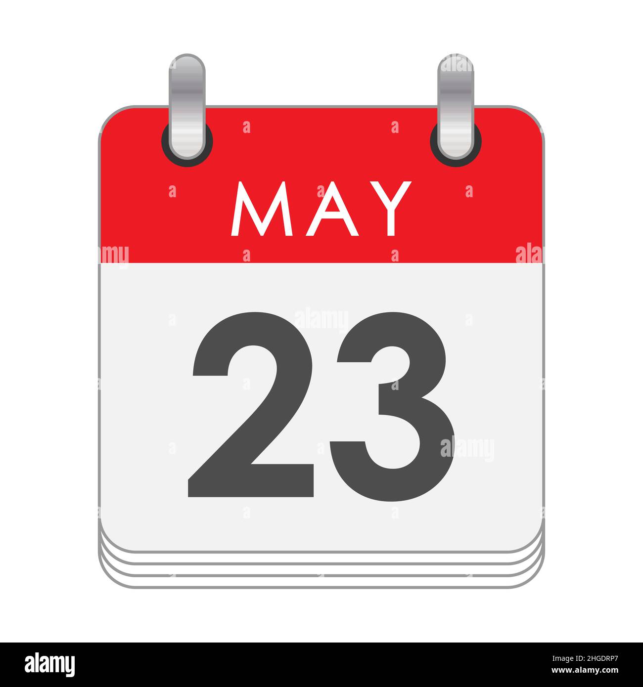 Maggio 23. Una foglia del calendario flip con la data del 23 maggio. Stile piatto. Illustrazione Vettoriale