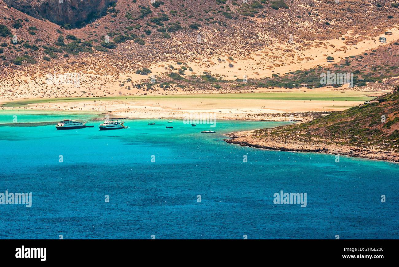La laguna di Balos nel nord-ovest di Creta, Grecia, Europa. Foto Stock