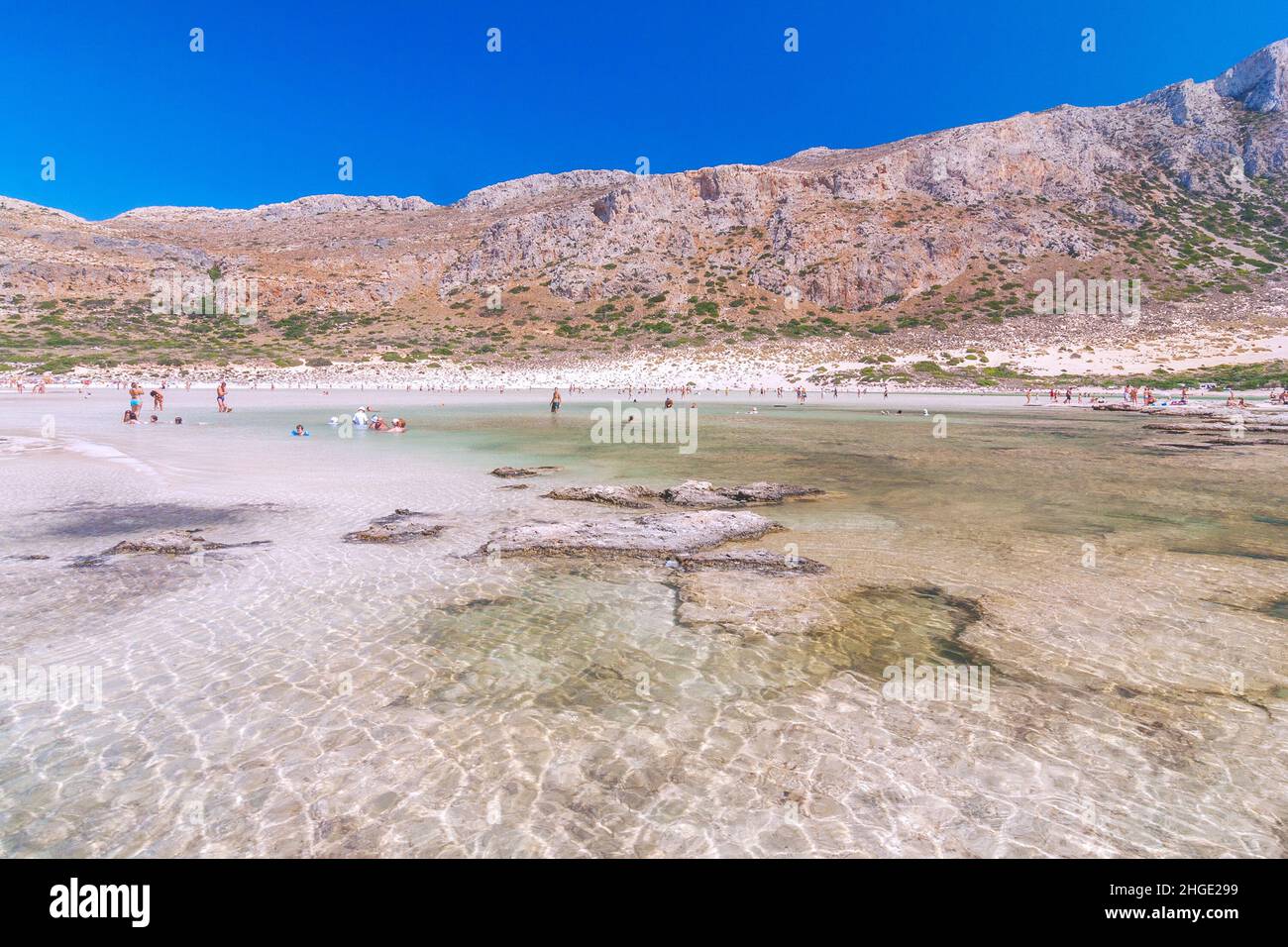 La laguna di Balos nel nord-ovest dell'isola di Creta, Grecia, Europa. Foto Stock