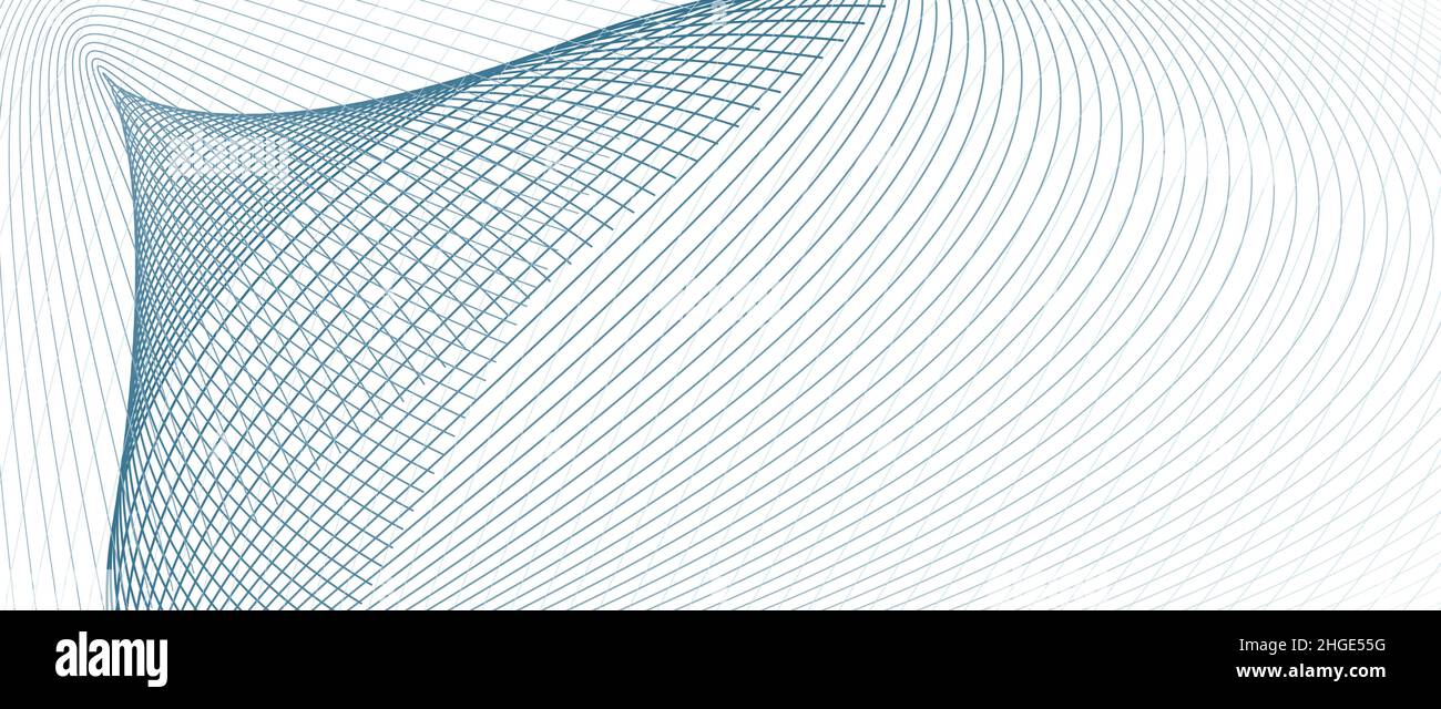 Blu marino, grigio techno line art design. Concetto di comunicazione radio. Curve sottili vettoriali. Modello di griglia futuristico astratto. Sfondo bianco. EPS10 Illustrazione Vettoriale