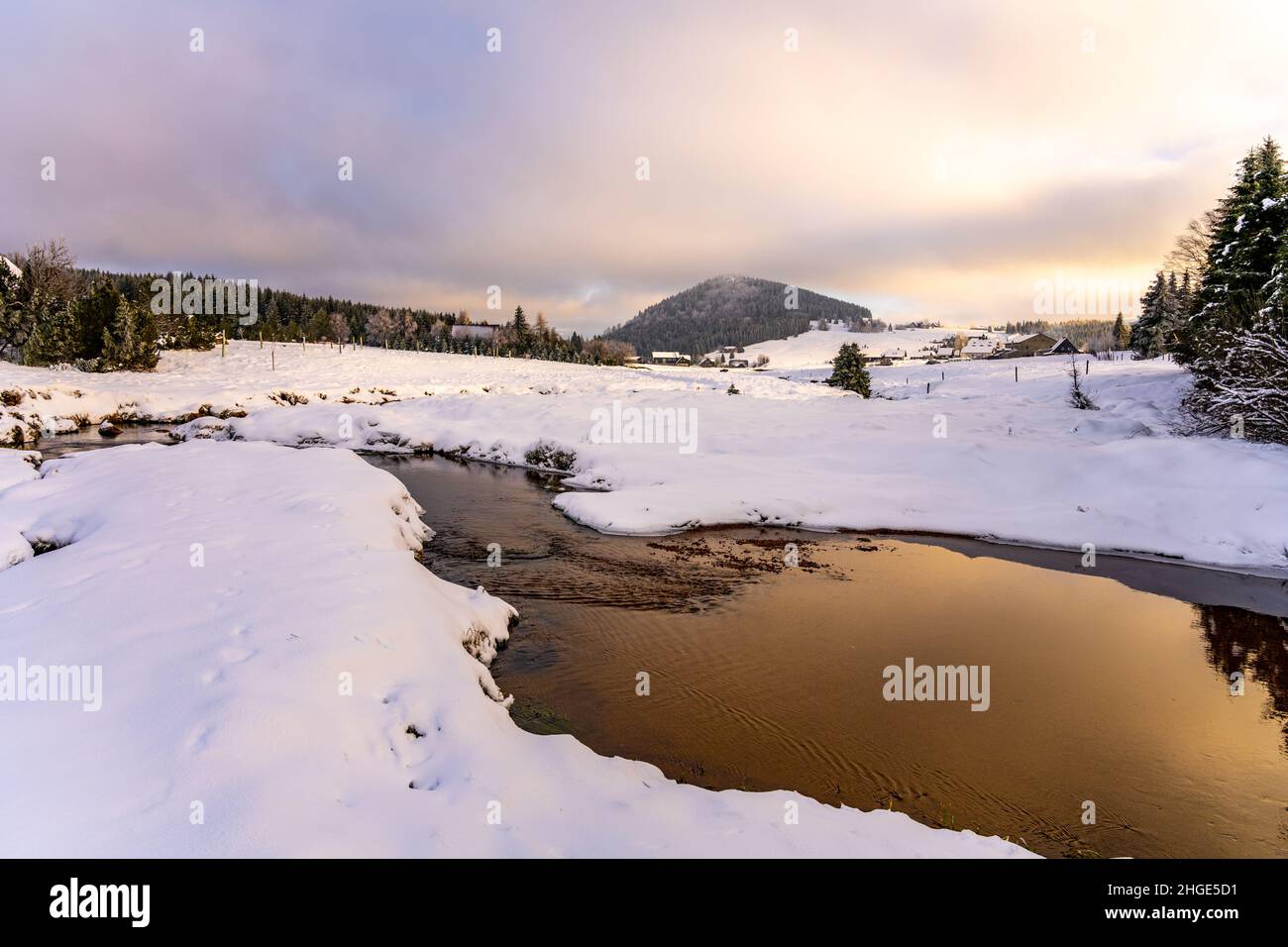 Paesaggio invernale dei Monti Jizera Foto Stock