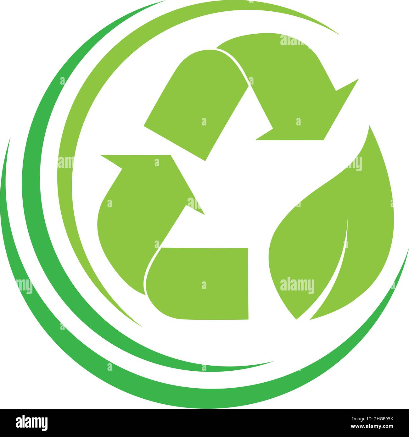 Frecce di riciclaggio, foglia, riciclaggio e logo ambiente, icona Immagine  e Vettoriale - Alamy
