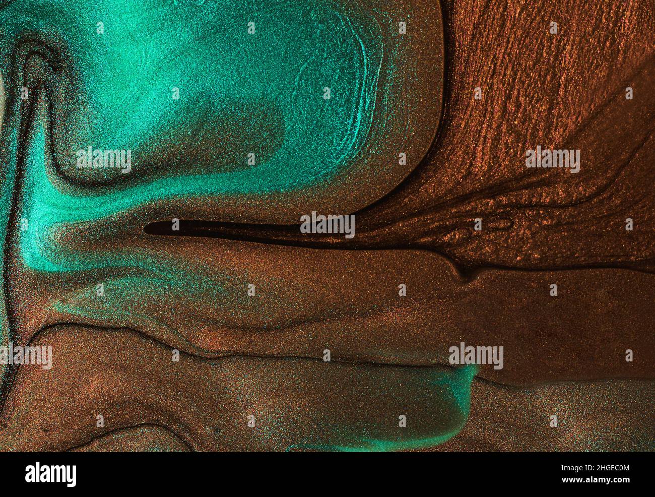 Sfondo astratto da smalto shimmer unghie, cioccolato e colori turchesi. Foto Stock