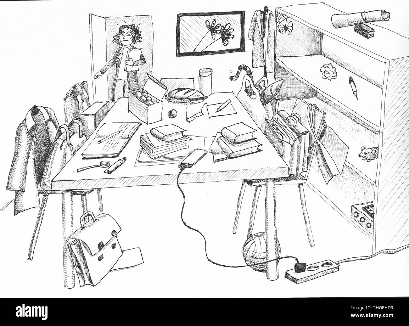 Schiaffo a scuola. Illustrazione. Foto Stock