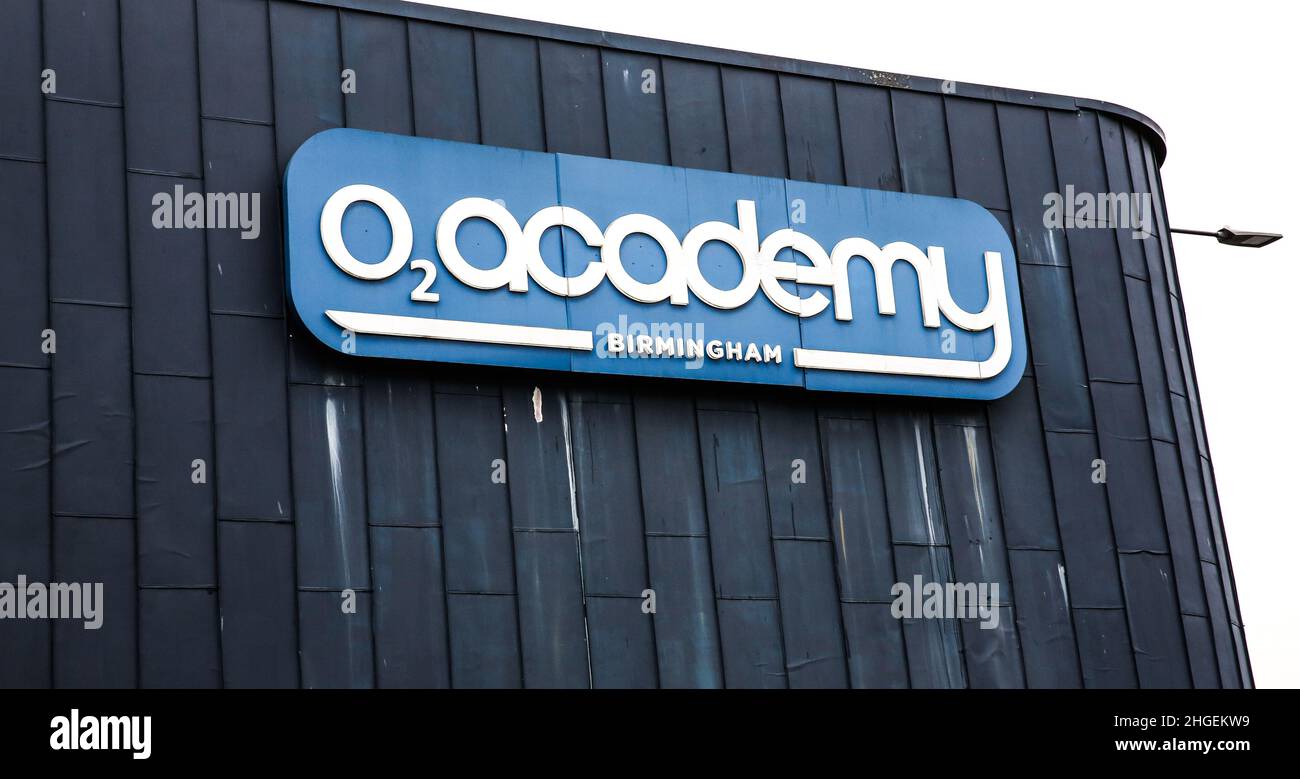 Il cartello Academy O2 nella città di Birmingham. Foto Stock