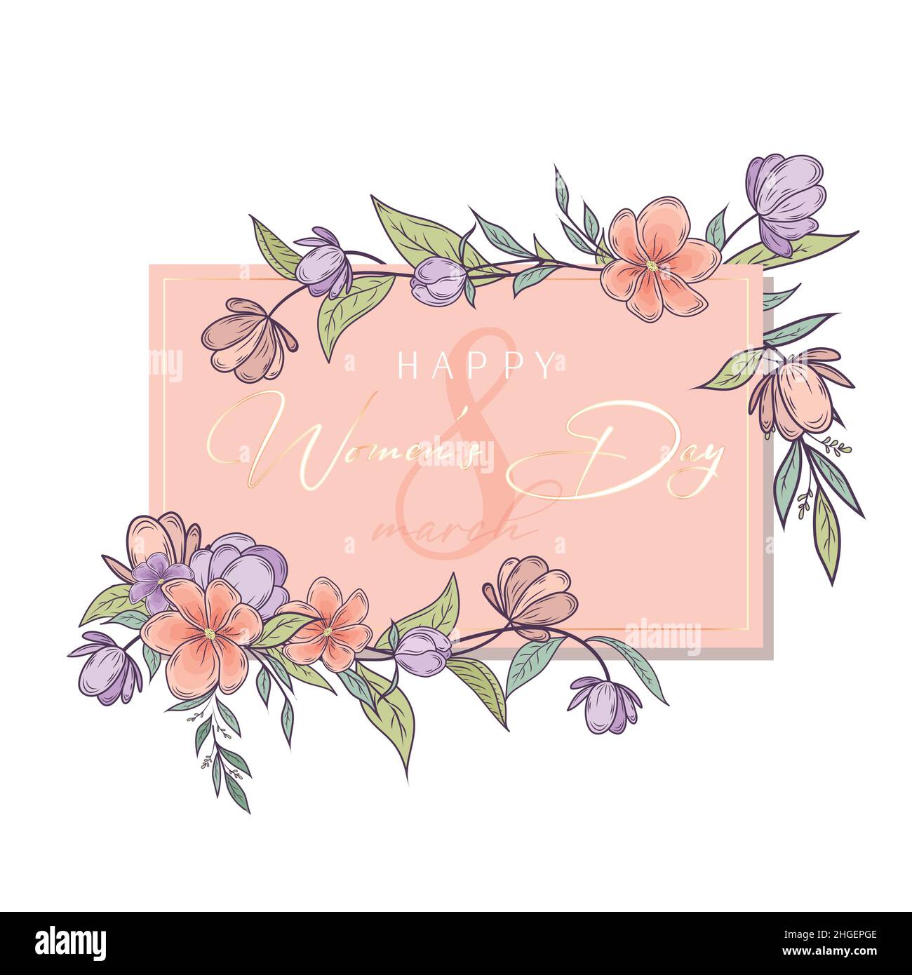 Biglietto di auguri per la Giornata Internazionale della Donna. 8 marzo. Illustrazione Vettoriale