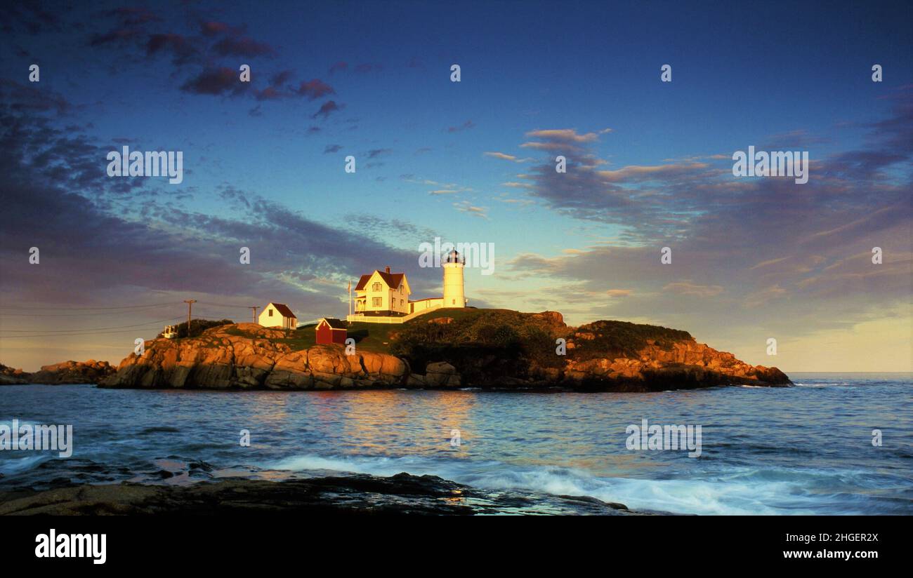 Faro di Nubble di Capo Neddick, Maine Foto Stock