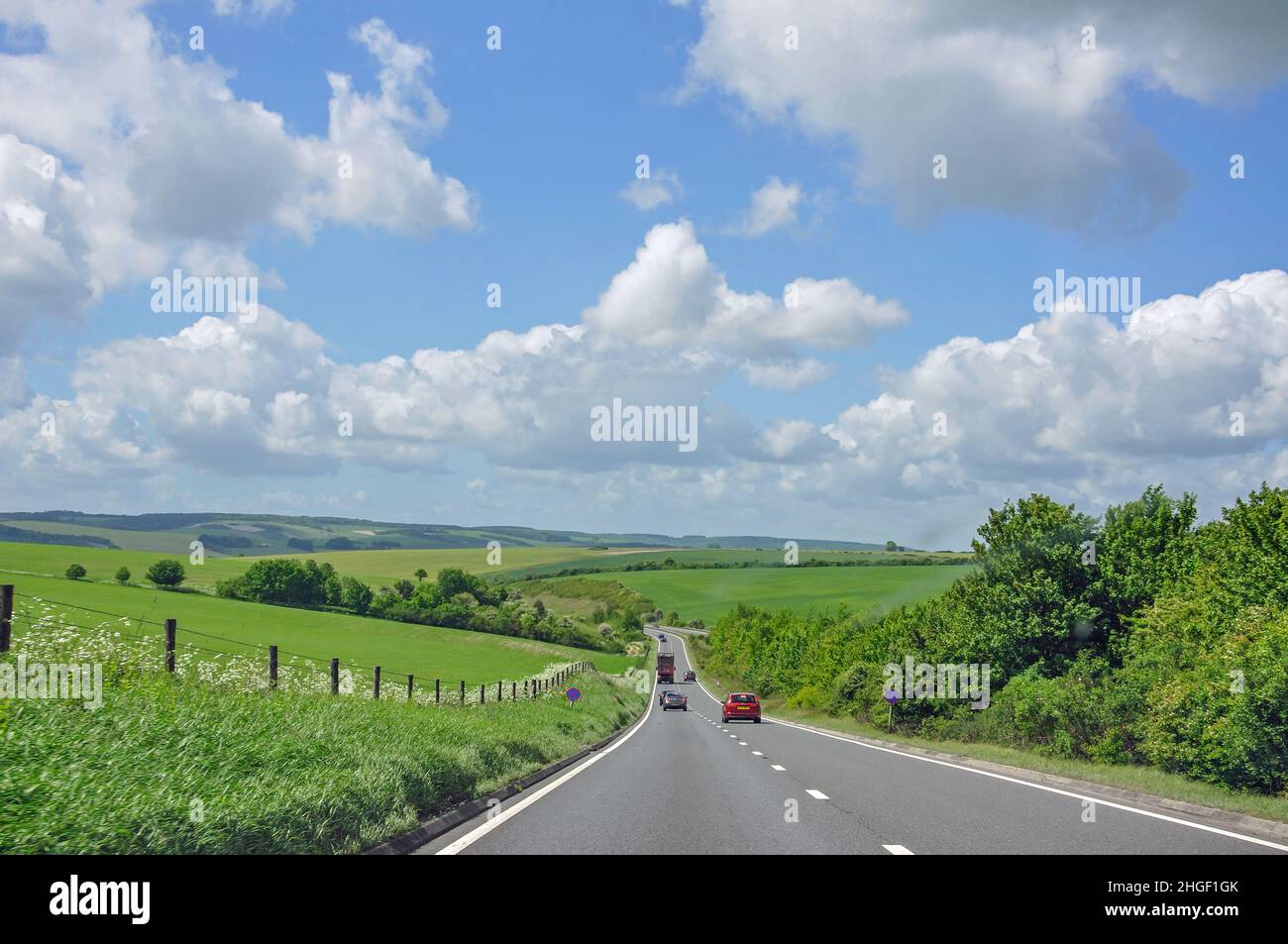 A303 Trunk Road, Salisbury Plain, Wiltshire, Inghilterra, Regno Unito Foto Stock