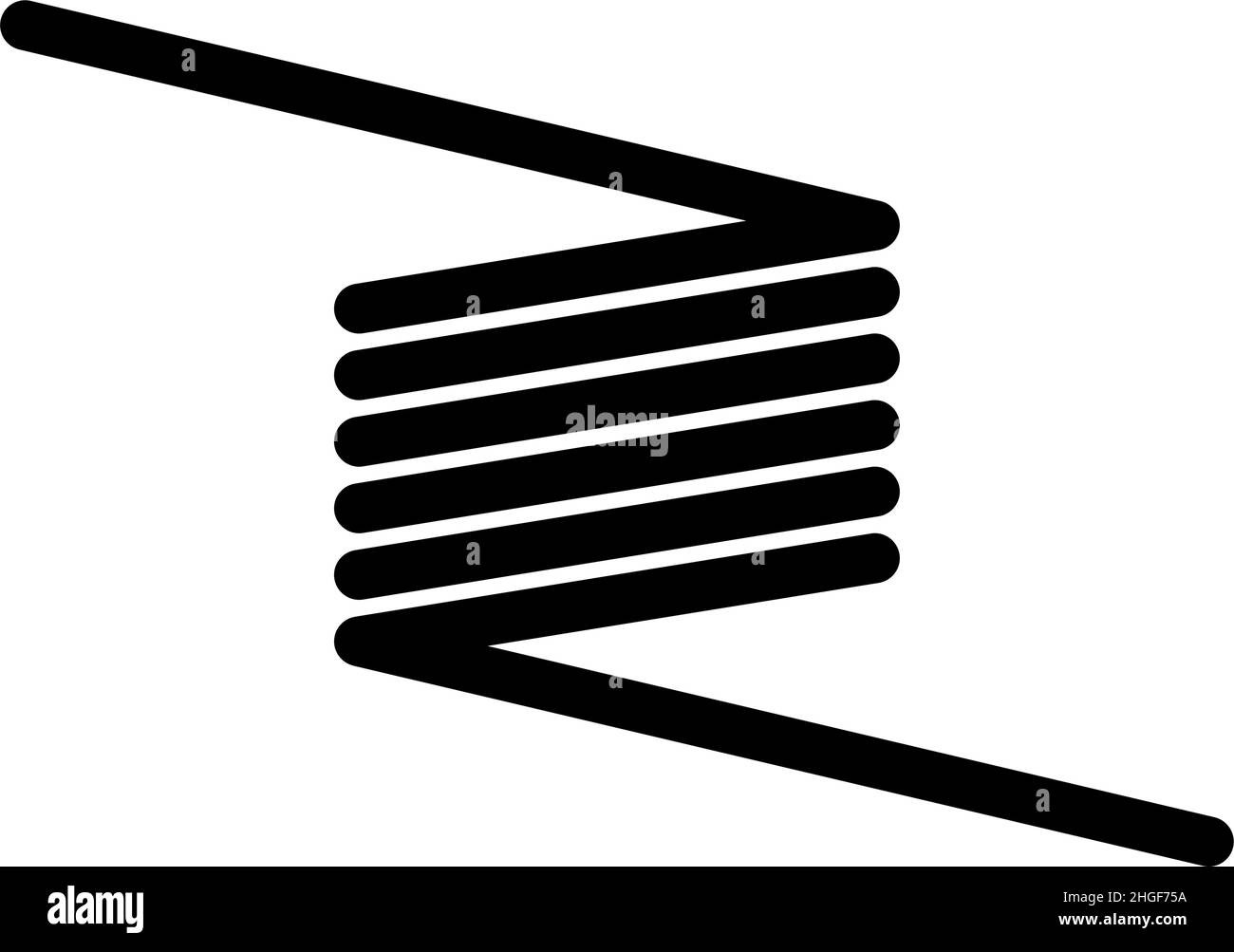 Profilo della molla in acciaio. Cavo a spirale in metallo compresso Illustrazione Vettoriale