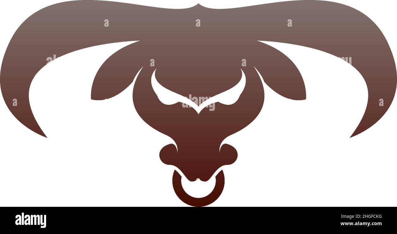 Logo icona Bull, logo icona testa di bufalo modello vettoriale Illustrazione Vettoriale