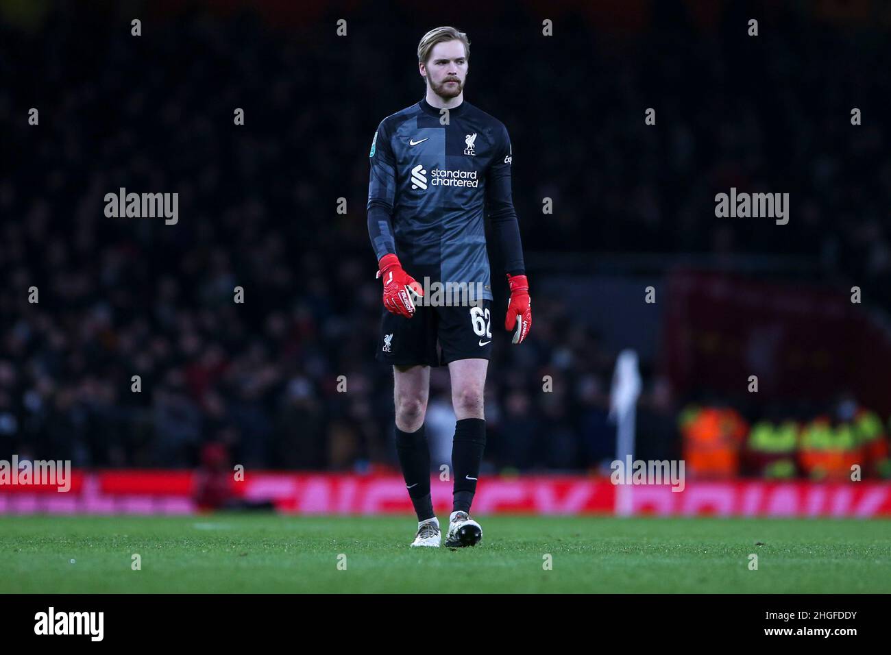 LONDRA, REGNO UNITO. GEN 20th Caoimhin Kelleher di Liverpool durante la partita della Carabao Cup tra Arsenal e Liverpool all'Emirates Stadium di Londra giovedì 20th gennaio 2022. (Credit: Tom West | MI News) Credit: MI News & Sport /Alamy Live News Foto Stock