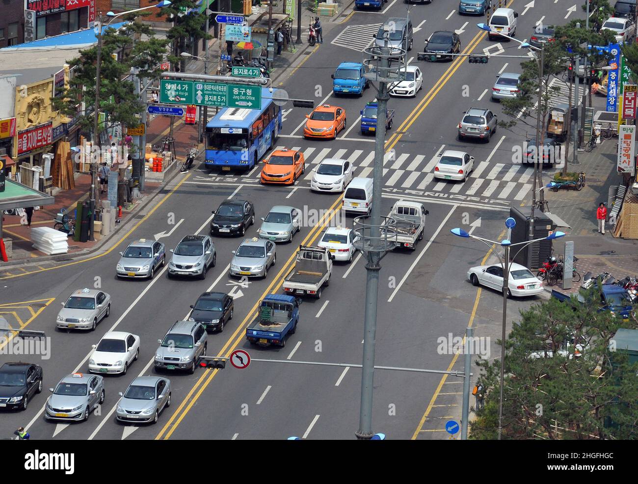 Traffico Jam, Euljiro 4 Avenue, Seoul Sud, Corea Foto Stock