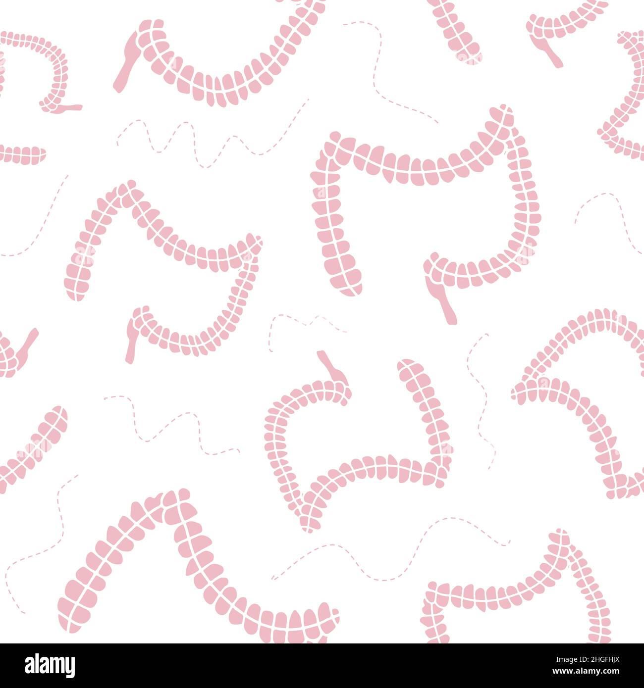 Struttura intestinale ripetizione modello per sfondo gastroenterologo. Divertimento a forma di budello, carta da parati organi interni Illustrazione Vettoriale
