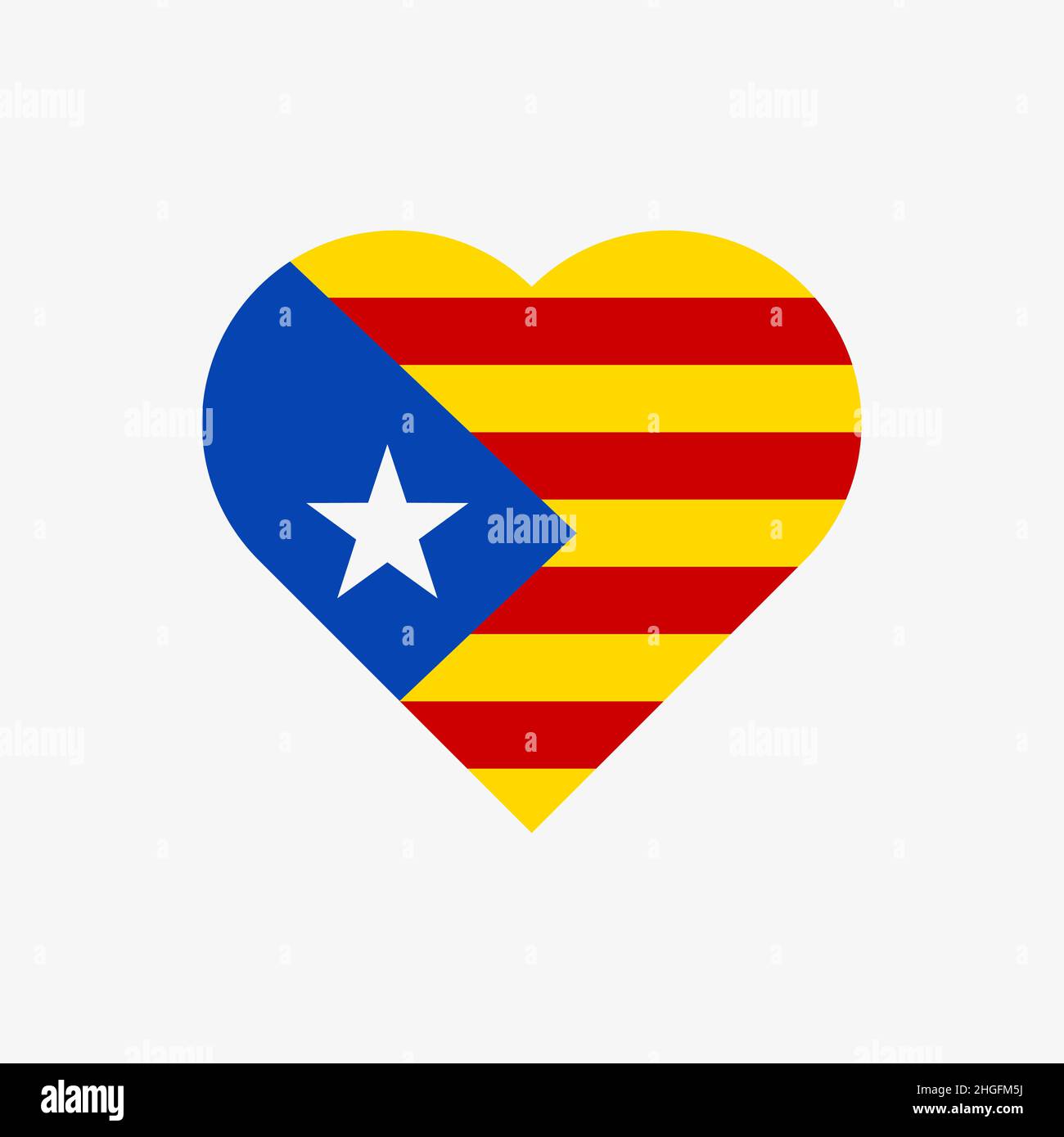 La bandiera della Catalogna a forma di cuore Illustrazione Vettoriale