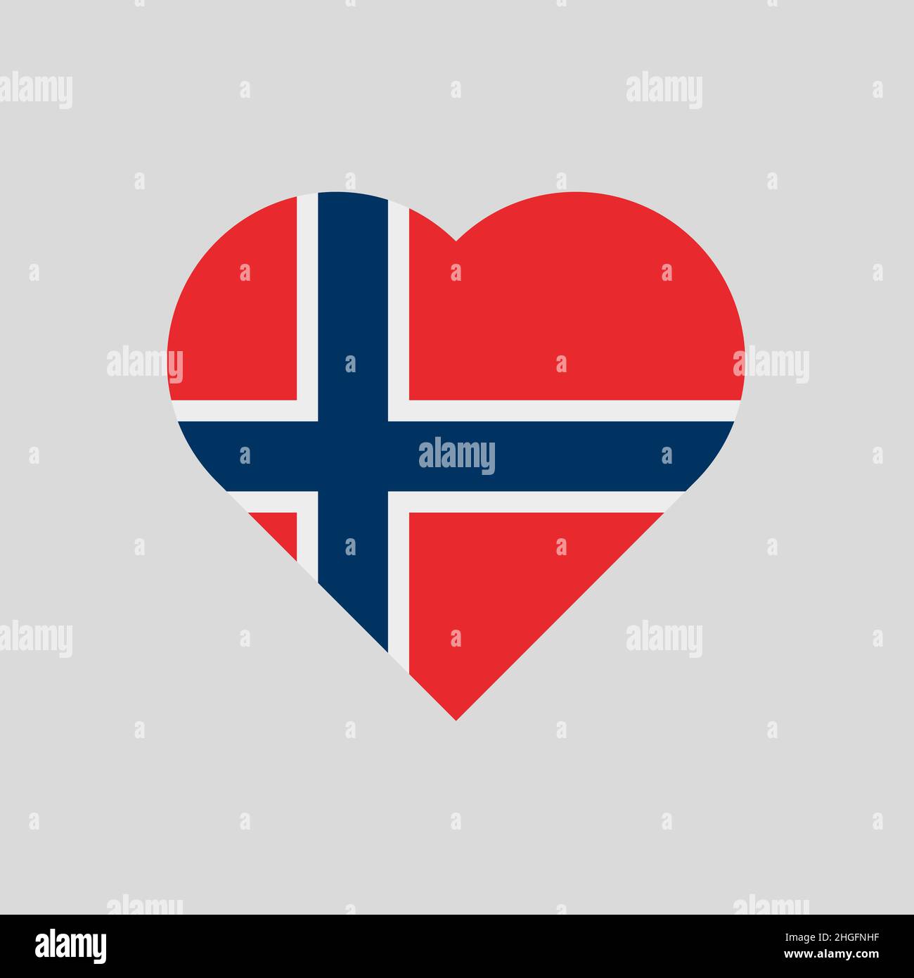 La bandiera della Norvegia a forma di cuore Illustrazione Vettoriale