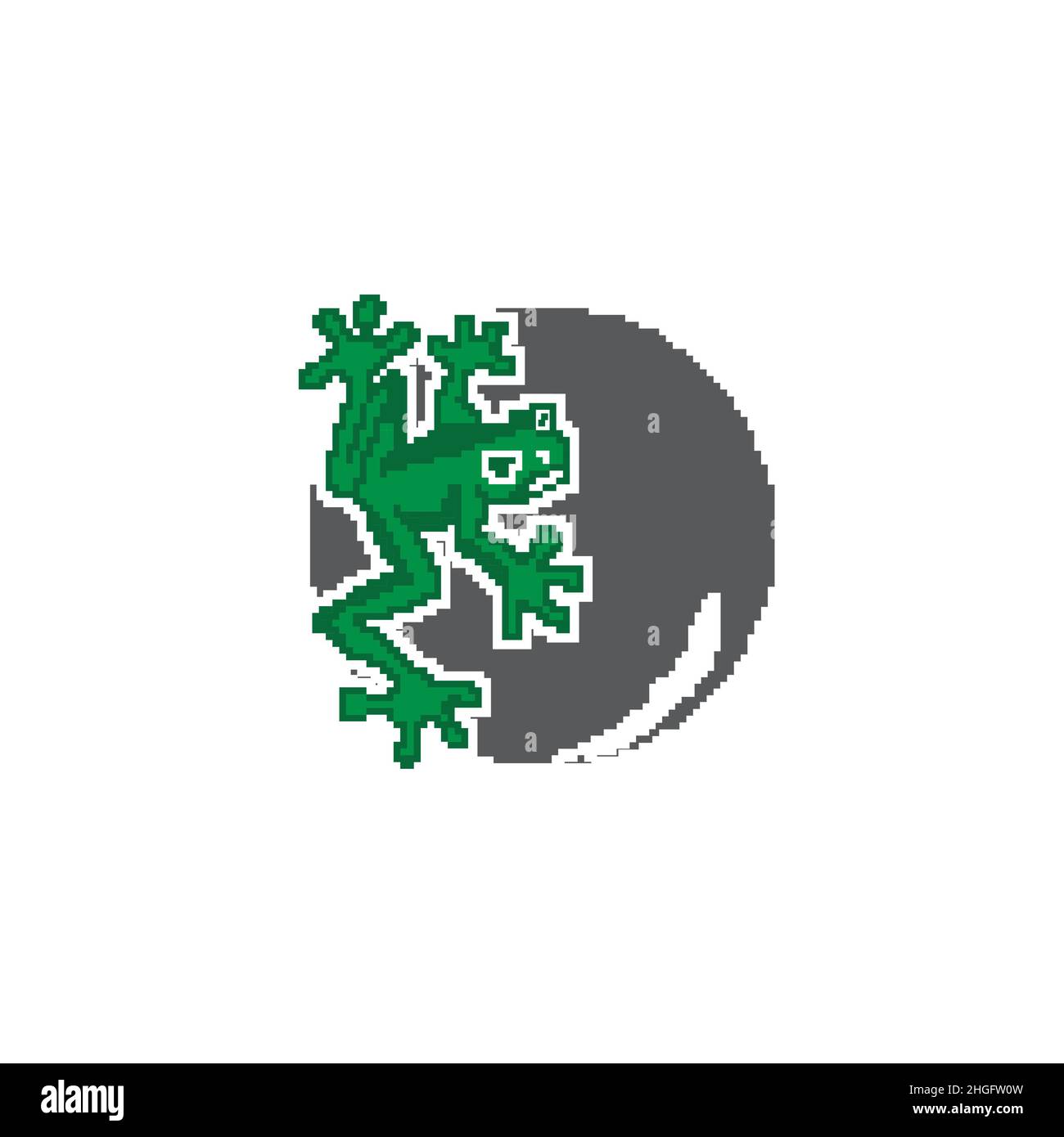 Icona del carattere della rana. Pixel art. 8 bit sprite. Design adesivo. Illustrazione vettoriale isolata.EPS 10 Illustrazione Vettoriale