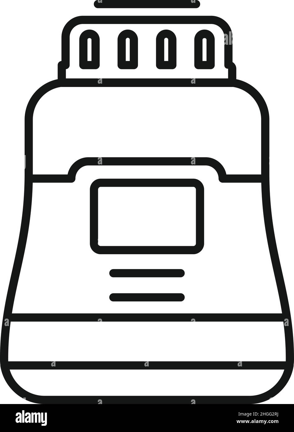 Barattolo di pasta di cioccolato icona contorno vettore. Cacao alimentare. Chip di caramelle Illustrazione Vettoriale