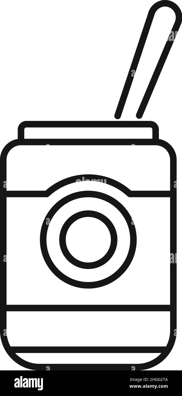 Aprire il vettore contorno dell'icona della pasta di cioccolato. Crema di cacao. Caramelle alimentari Illustrazione Vettoriale