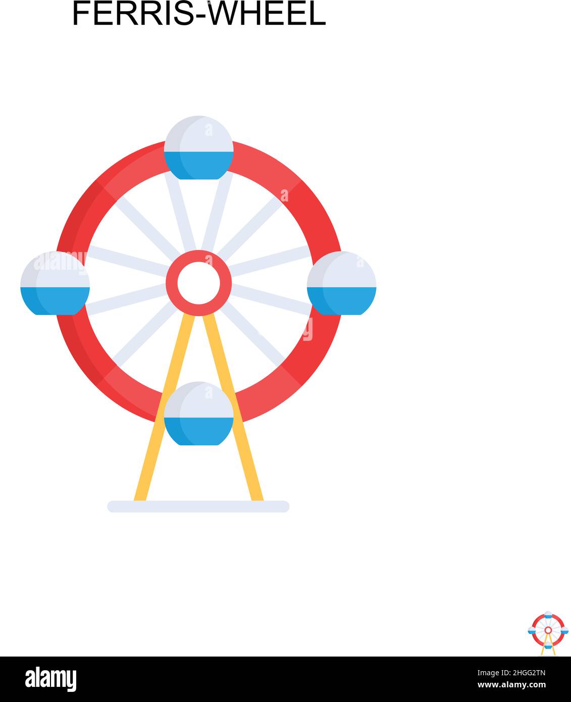 Icona vettoriale semplice con ruota panoramica. Pittogramma moderno a colori perfetto su tratto modificabile. Icone della ruota panoramica per il vostro progetto di business Illustrazione Vettoriale