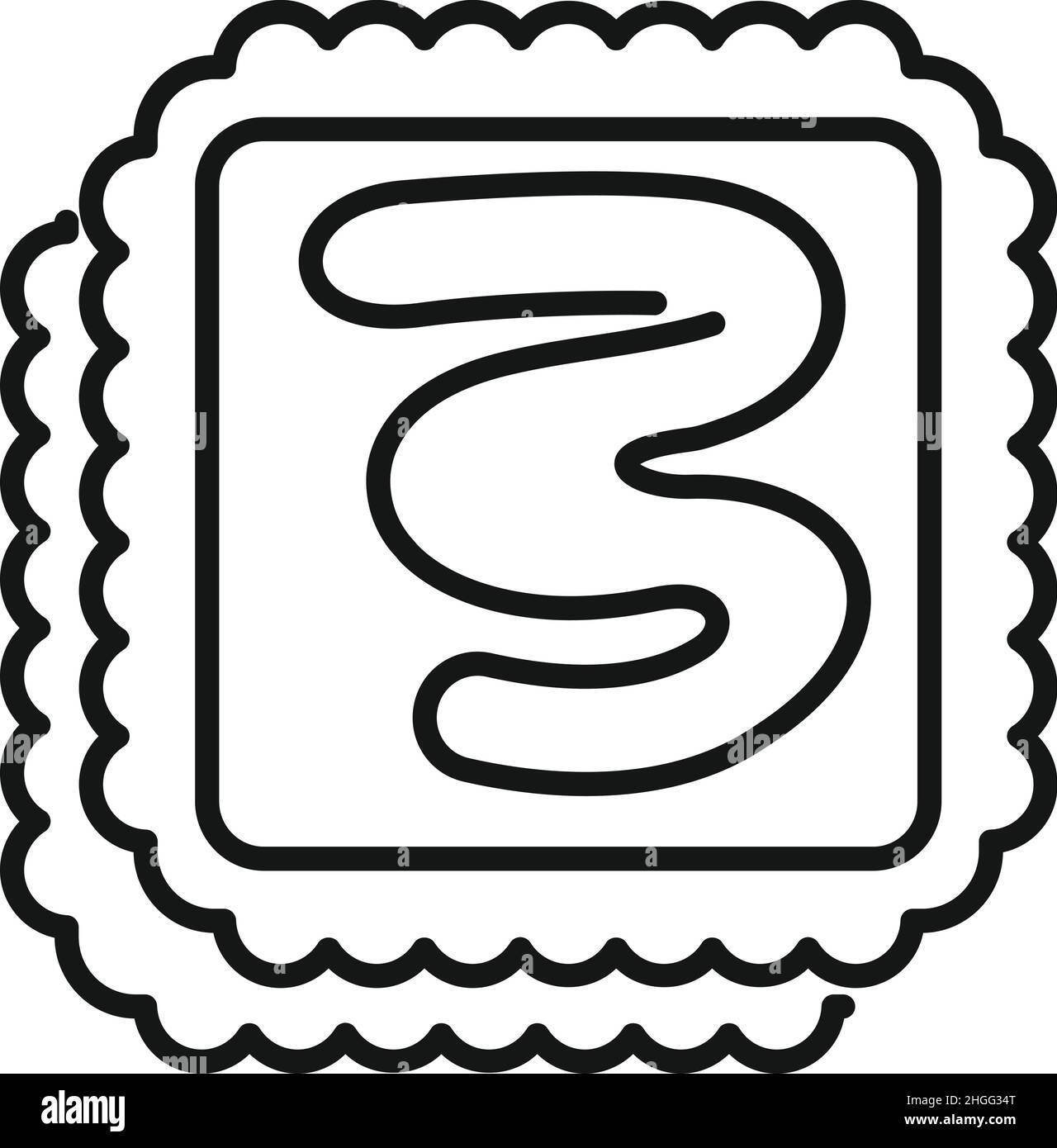 Pasta di cioccolato biscotto icona contorno vettore. Stendere il vaso. Crema di cacao Illustrazione Vettoriale