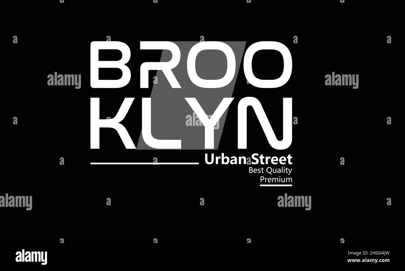 modello vettoriale di testo in monogramma brooklyn street urban t-shirt Illustrazione Vettoriale