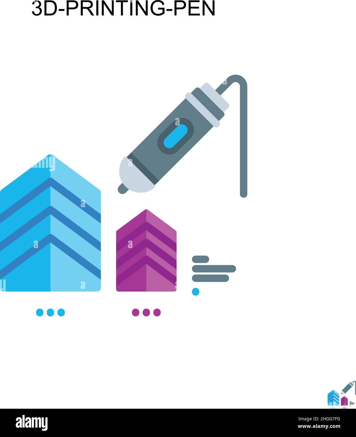 icona vettoriale semplice a 3D penne. Pittogramma moderno a colori perfetto su tratti modificabili. icone a 3d penne per il vostro progetto aziendale Illustrazione Vettoriale